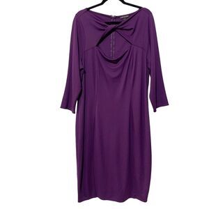 Lane Bryant Dress Size 18 Purple Keyhole Twist Front 3/4 Sleeve Sexy